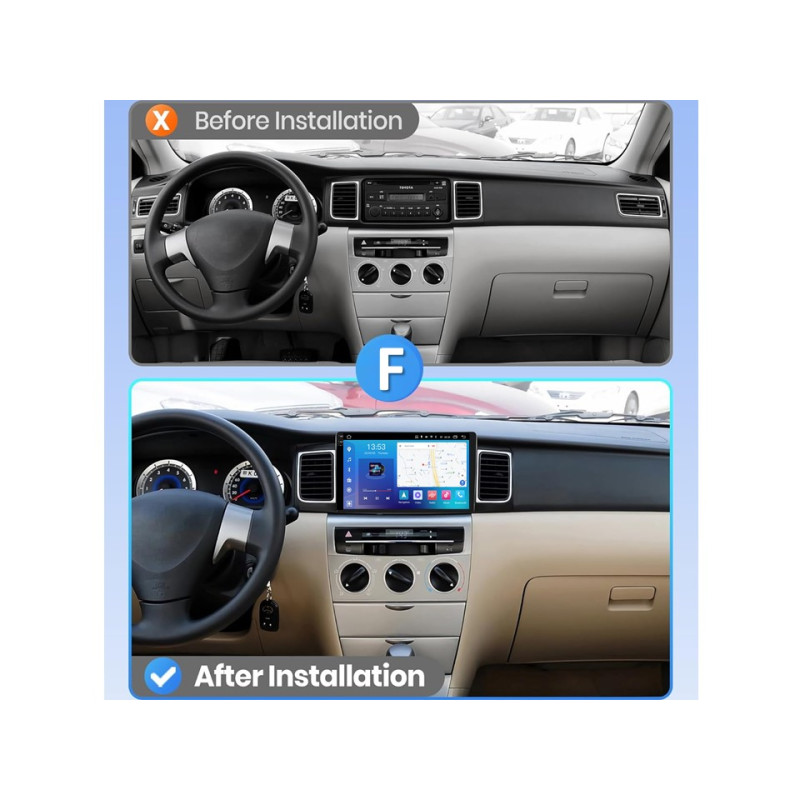 Android head unit FORS.auto FS 4 PRO (2K) for Toyota Corolla (4+64Gb, 9") 2005-2012