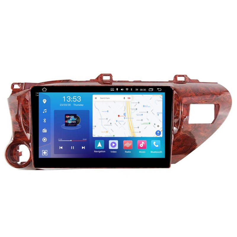 Android head unit FORS.auto FS 8 PRO MAX for Toyota Revo/Hilux (8+256Gb, 10", wooden) 2016-2019