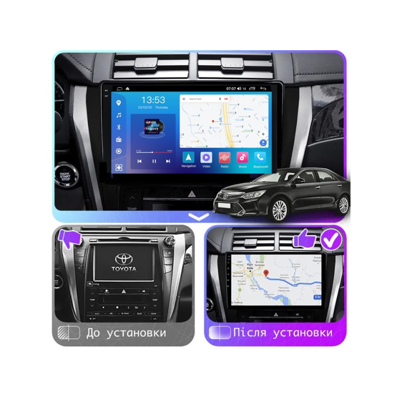 Android head unit FORS.auto FS 4 PRO (2K) for Toyota Camry (4+64Gb, 10") 2015-2017