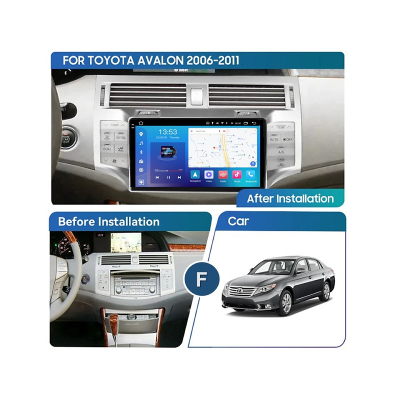 Android head unit FORS.auto FS 8 PRO MAX for Toyota Avalon (8+256Gb, 9") 2006-2011