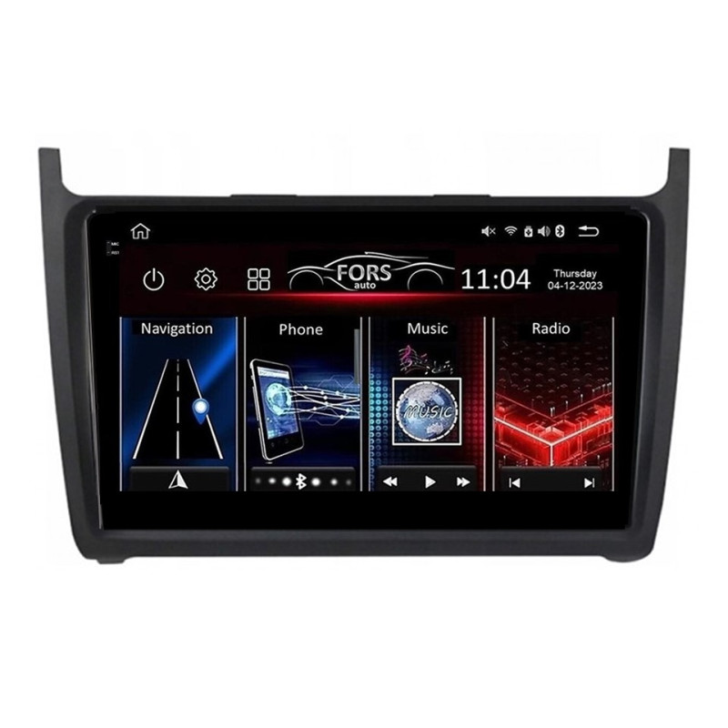 Android head unit FORS.auto FS 4 PRO (2K) for Volkswagen Polo (4+64Gb, 9", black) 2008-2020