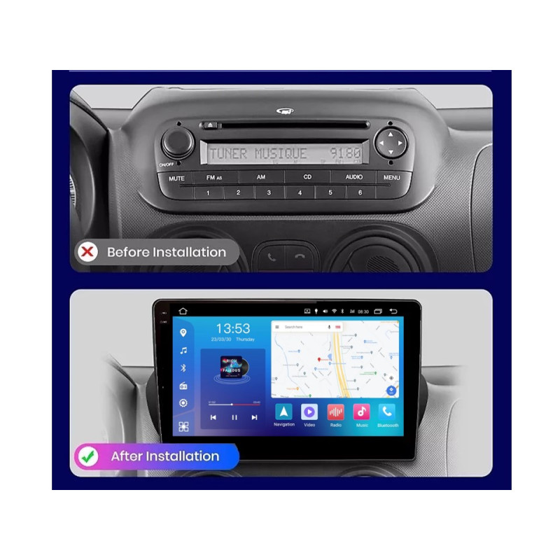Android head unit FORS.auto FS 4 PRO for Citroen Nemo/Peugeot Bipper/Fiat Fiorino Qubo (4+64Gb, 10") 2008+