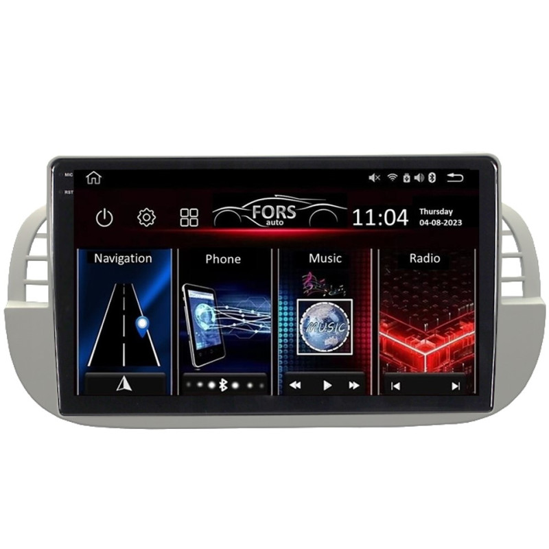 Android head unit FORS.auto FS 4 MAX Qled for Fiat 500 (4+32Gb, 9") 2007-2015