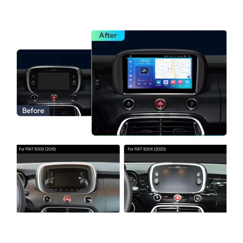 Android head unit FORS.auto FS 4 MAX Qled for Fiat 500X (4+32Gb, 9")  2014-2019