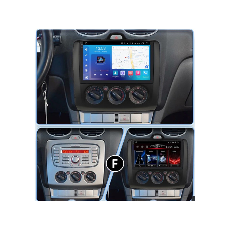 Android head unit FORS.auto FS 2 PRO for Ford Focus (2+32Gb, 9", Manual AC, black) 2005-2011