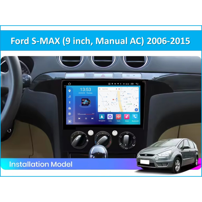 Android head unit FORS.auto FS 4 MAX for Ford S-MAX (4+32Gb, 9", Manual AC) 2006-2015