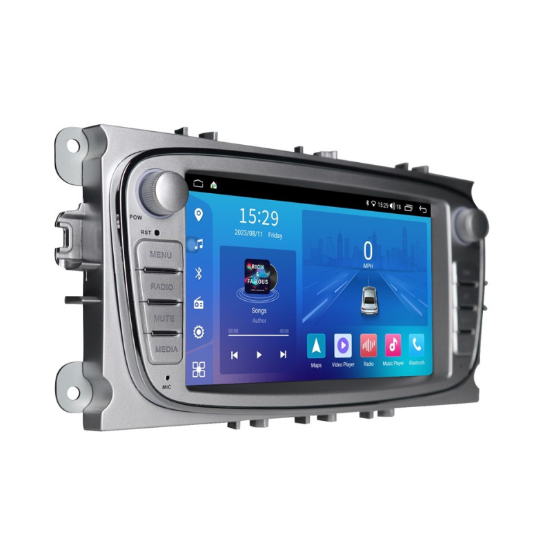 Android head unit FORS.auto FS 2 ULTRA for Ford Focus/Mondeo/S-Max/C-Max/Kuga/Fiesta/Fusion (2+32Gb, 7", silver) 2007-2011