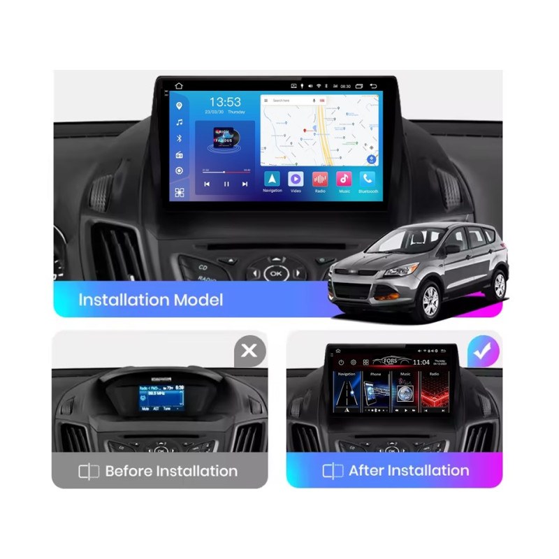 Android head unit FORS.auto FS 4 MAX for Ford Kuga (4+32Gb, 9") 2013-2018
