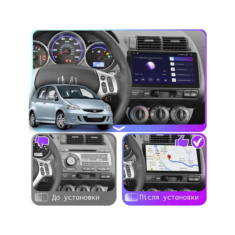 Android head unit FORS.auto FS 2 PRO for Honda Jazz (2+32Gb, 9", LHD, Manual AC) 2001-2005