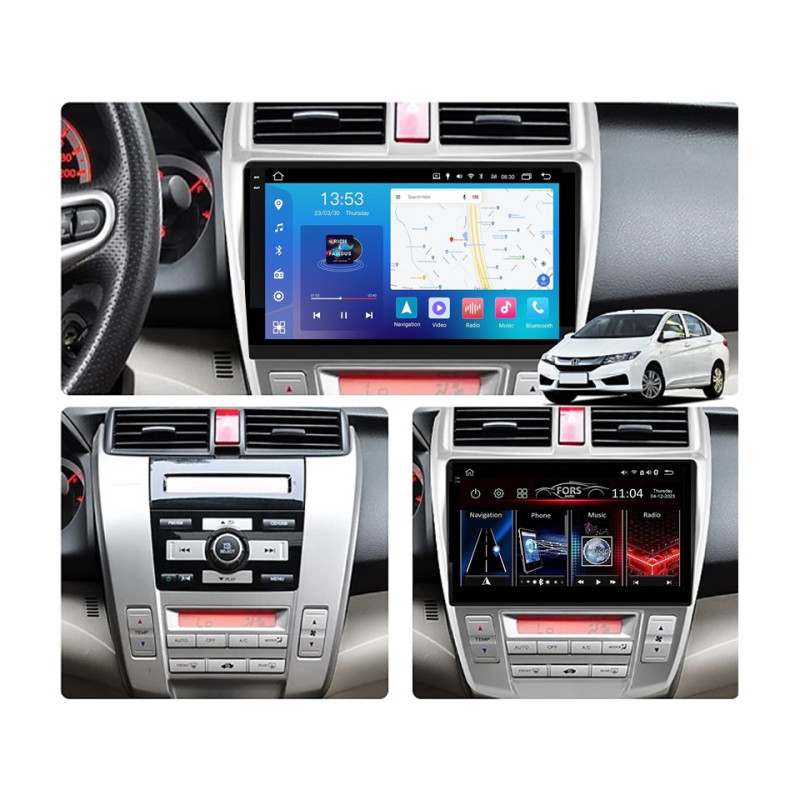 Android head unit FORS.auto FS 2 PRO for Honda City (2+32Gb, 10", Auto AC) 2008-2011