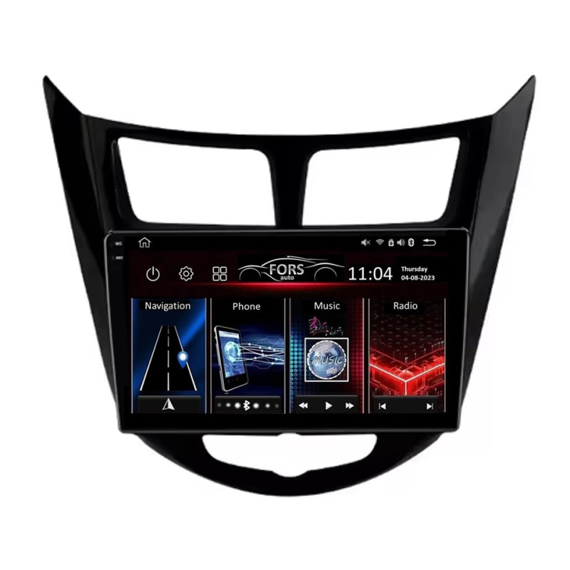 Android head unit FORS.auto FS 4 MAX for Hyundai Verna/I-25/Accent (4+32Gb, 9", black) 2010-2014