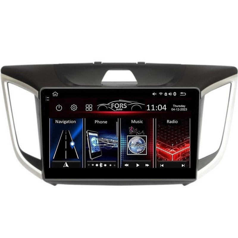 Android head unit FORS.auto FS 2 ULTRA for Hyundai Creta/IX25 (2+32Gb, 10") 2015-2018