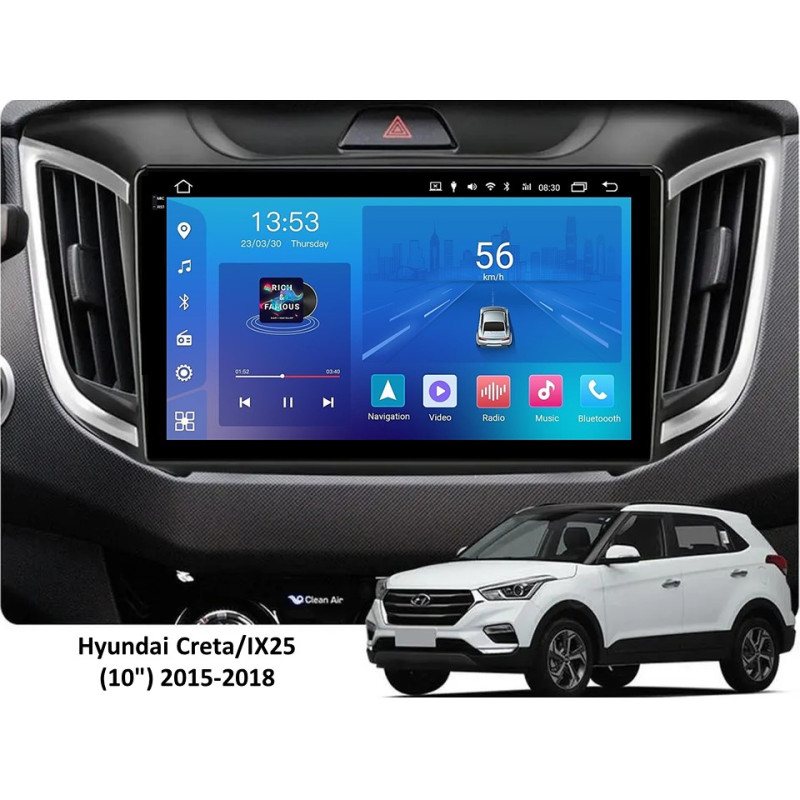 Android head unit FORS.auto FS 2 ULTRA for Hyundai Creta/IX25 (2+32Gb, 10") 2015-2018