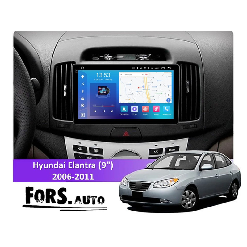 Android head unit FORS.auto FS 4 PRO for Hyundai Elantra (4+64Gb, 9") 2006-2011