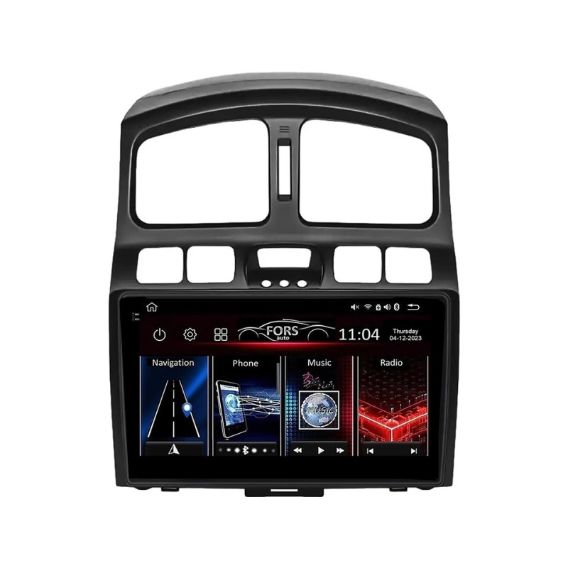 Android head unit FORS.auto FS 4 MAX Qled for Hyundai Santa Fe (4+32Gb, 9") 2000-2006