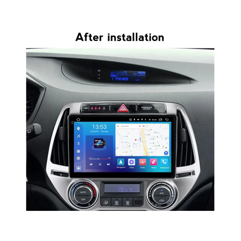 Android head unit FORS.auto FS 2 PRO for Hyundai I20 (2+32Gb, 9", Auto AC) 2012-2014