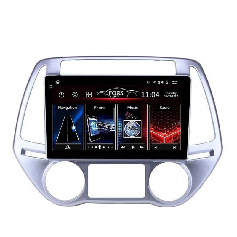 Android head unit FORS.auto FS 2 ULTRA for Hyundai I20 (2+32Gb, 9", Auto AC) 2012-2014