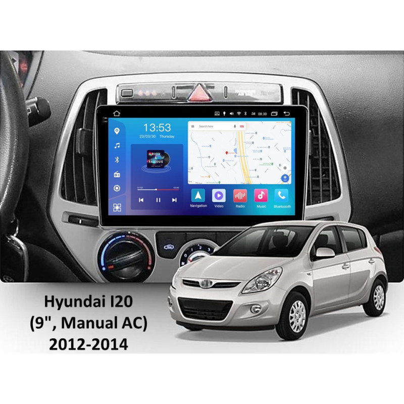 Android head unit FORS.auto FS 4 PRO for Hyundai I20 (4+64Gb, 9", Manual AC) 2012-2014