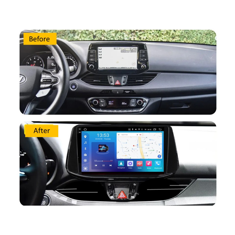 Android head unit FORS.auto FS 4 MAX Qled for Hyundai i30 (4+32Gb, 9") 2017-2019