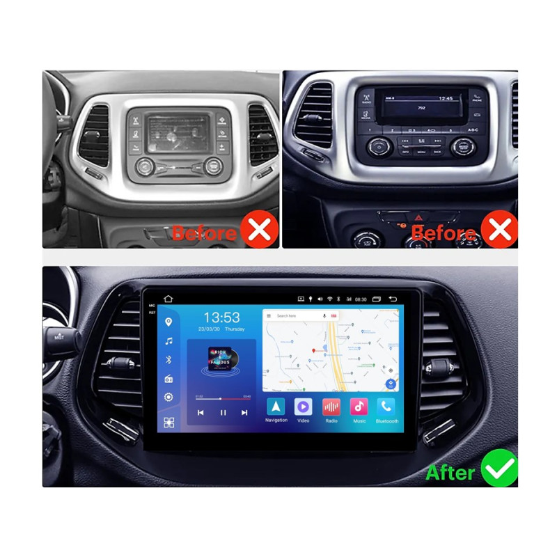 Android head unit FORS.auto FS 4 MAX for Jeep Compass (4+32Gb, 10") 2017+