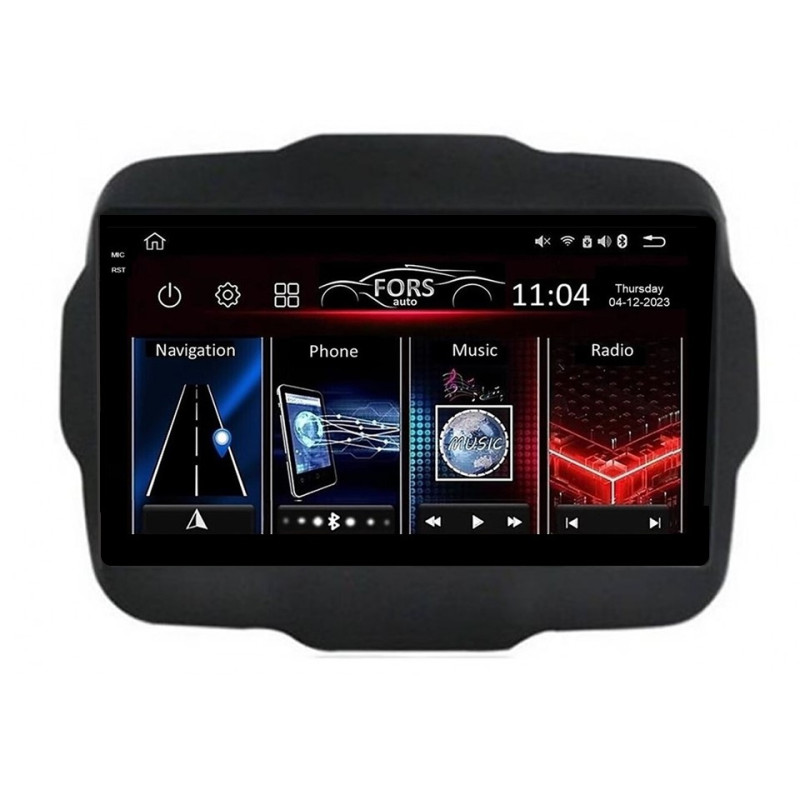 Android head unit FORS.auto FS 4 MAX Qled for Jeep Renegade (4+32Gb, 9") 2015-2019