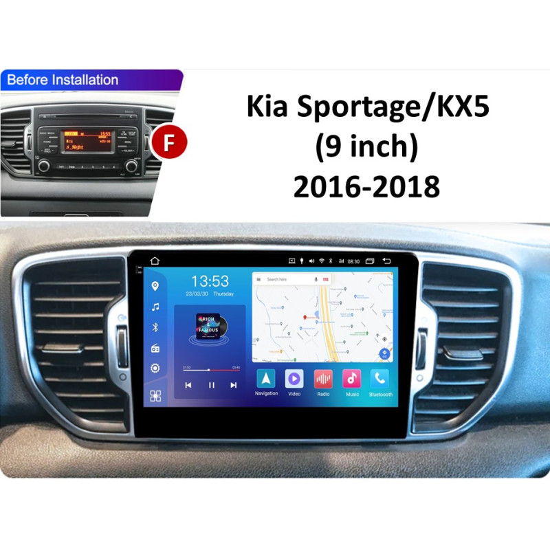 Android head unit FORS.auto FS 4 MAX for Kia Sportage/KX5 (4+32Gb, 9") 2016-2018