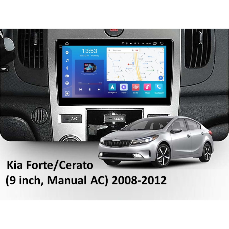 Android head unit FORS.auto FS 4 PRO for Kia Forte/Cerato (4+64Gb, 9", Auto AC) 2008-2012