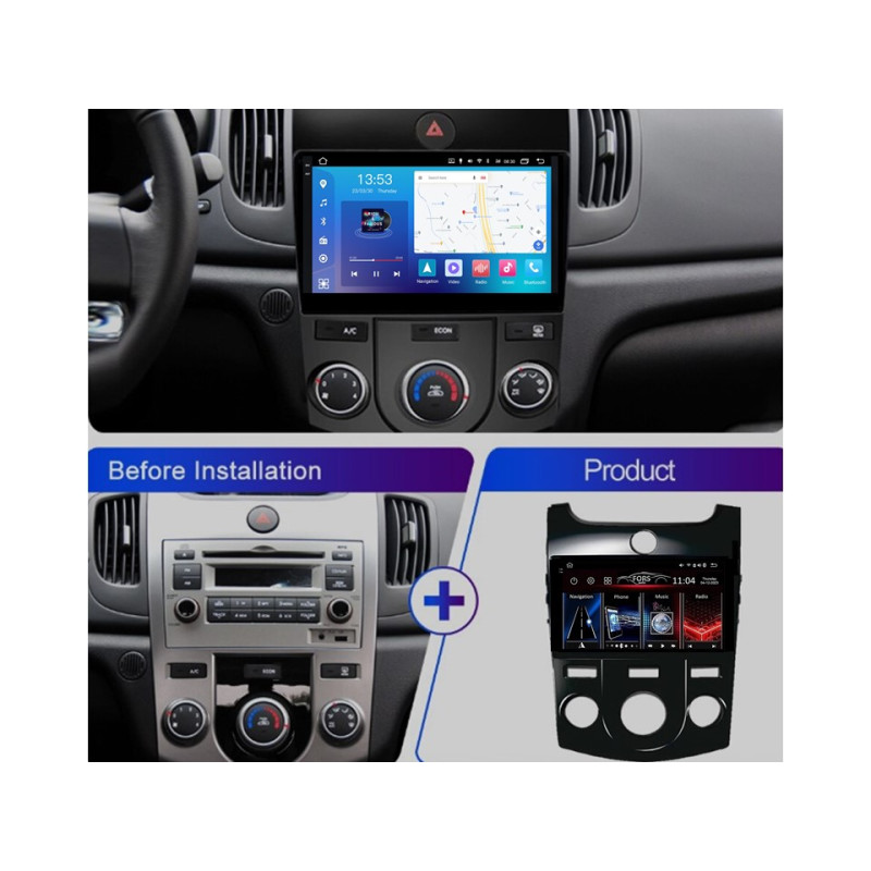Android head unit FORS.auto FS 4 PRO for Kia Forte/Cerato (4+64Gb, 9", Manual AC) 2009-2012