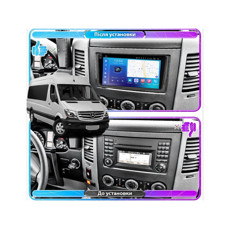 Android head unit FORS.auto FS 2 PRO for Mercedes-Benz Sprinter (W906)/Volkswagen Crafter (2+32Gb, 9") 2006+