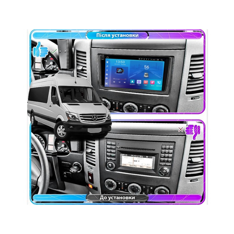 Android head unit FORS.auto FS 2 ULTRA for Mercedes-Benz Sprinter (W906)/Volkswagen Crafter (2+32Gb, 9") 2006+