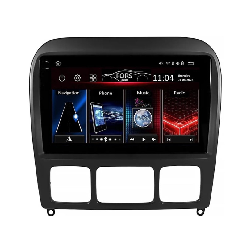 Android head unit FORS.auto FS 4 PRO for Mercedes-Benz S-Class W220-black (4+64Gb, 9") 1998-2005