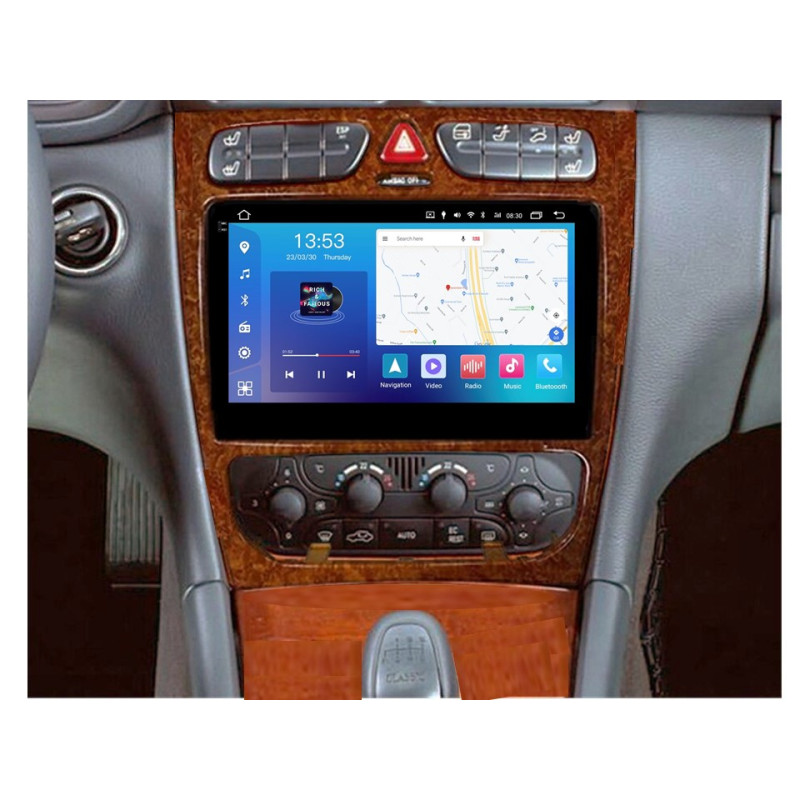 Android head unit FORS.auto FS 4 MAX Qled for Mercedes-Benz C-Class W203 2002-2004/CLK-Class W209 2002-2006 (4+32Gb, 9", wooden)