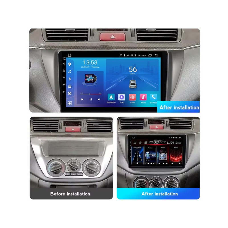 Android head unit FORS.auto FS 1 LITE for Mitsubishi Lancer IX (1+32Gb, 9", grey) 2006-2010