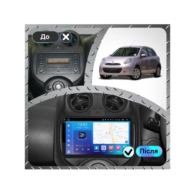 Android head unit FORS.auto FS 2 PRO for Nissan March (2+32Gb, 9") 2010+