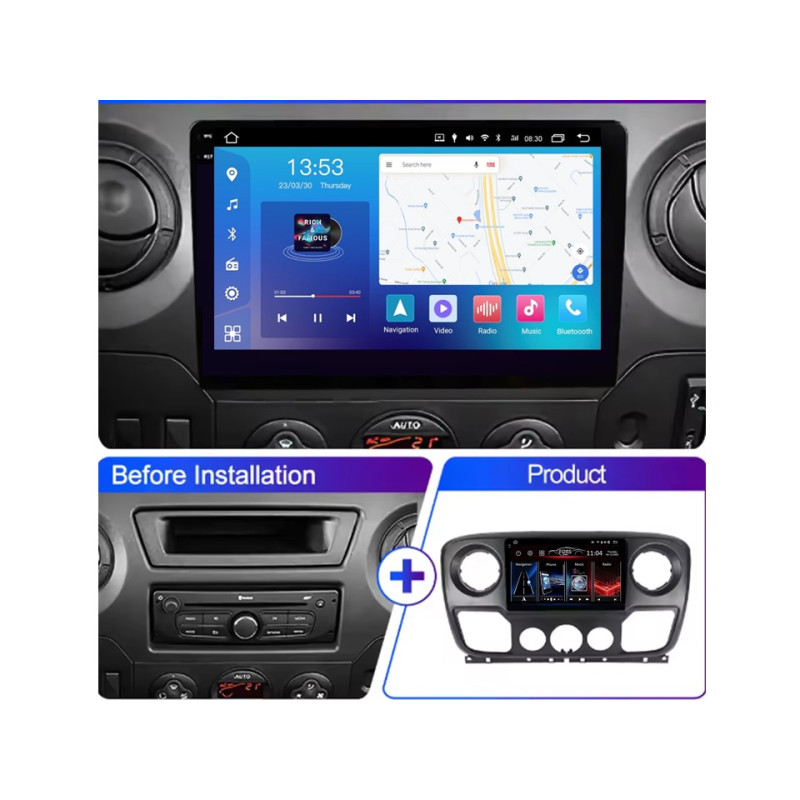 Android head unit FORS.auto FS 4 MAX Qled for Nissan NV400/Opel Movano/Renault Master III (4+32Gb, 10") 2010-2021