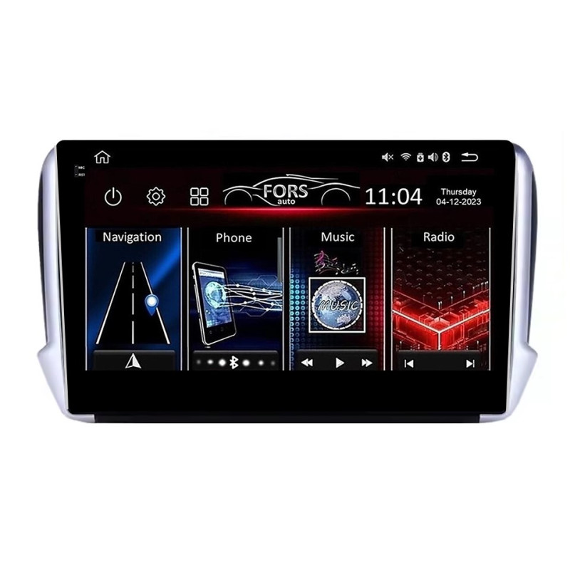 Standardowa magnetofon FORS.auto FS 4 MAX QLED dla Peugeot 2008/208 (4+32GB, 10