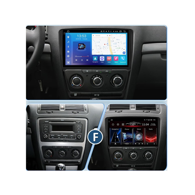 Android head unit FORS.auto FS 4 MAX Qled for Skoda Octavia A5 Black (4+32Gb, 10") 2004-2012