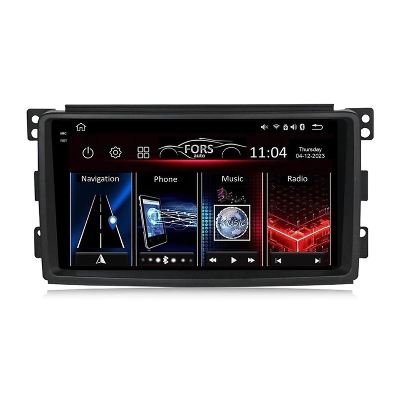 Android head unit FORS.auto FS 4 PRO for Smart Fortwo (4+64Gb, 9") 2005-2010