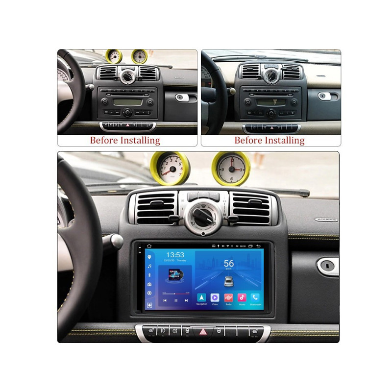 Android head unit FORS.auto FS 2 ULTRA for Smart Fortwo (2+32Gb, 9") 2005-2010