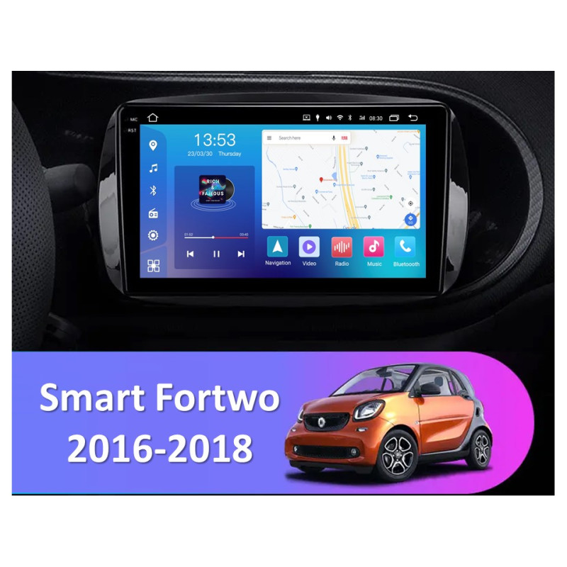 Android head unit FORS.auto FS 4 MAX QLed for Smart Fortwo (4+32Gb, 9") 2016-2018