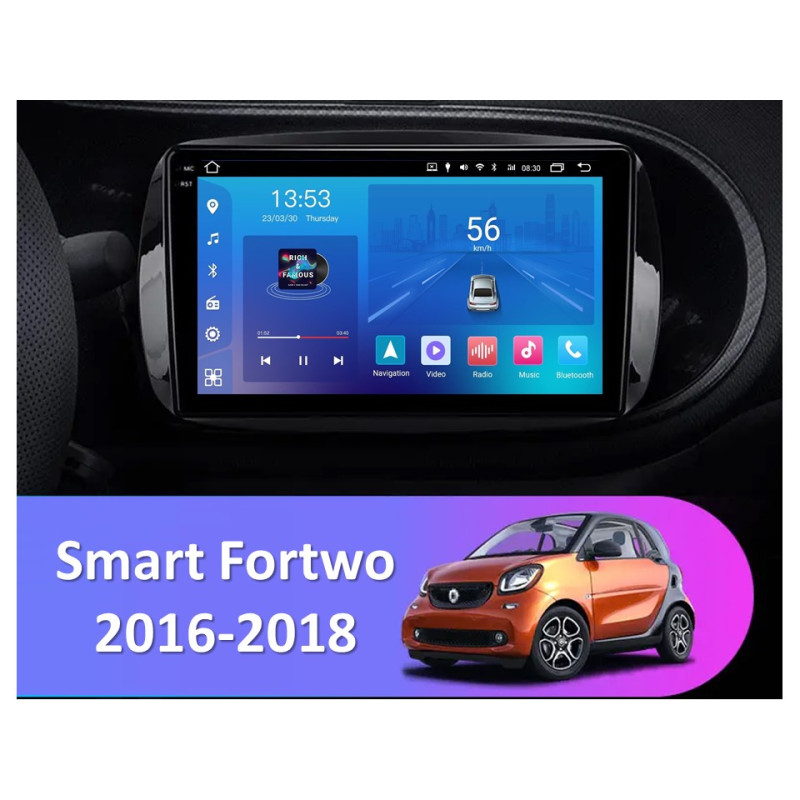 Android head unit FORS.auto FS 2 ULTRA for Smart Fortwo (2+32Gb, 9") 2016-2018