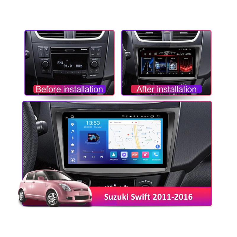 Android head unit FORS.auto FS 2 PRO for Suzuki Swift (2+32Gb, 9") 2011-2016
