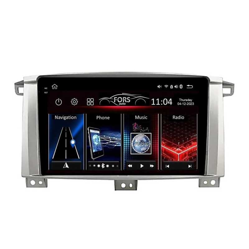 Android head unit FORS.auto FS 4 MAX QLed for Toyota Land Cruiser 100 GX (4+32Gb, 9") 2002-2007