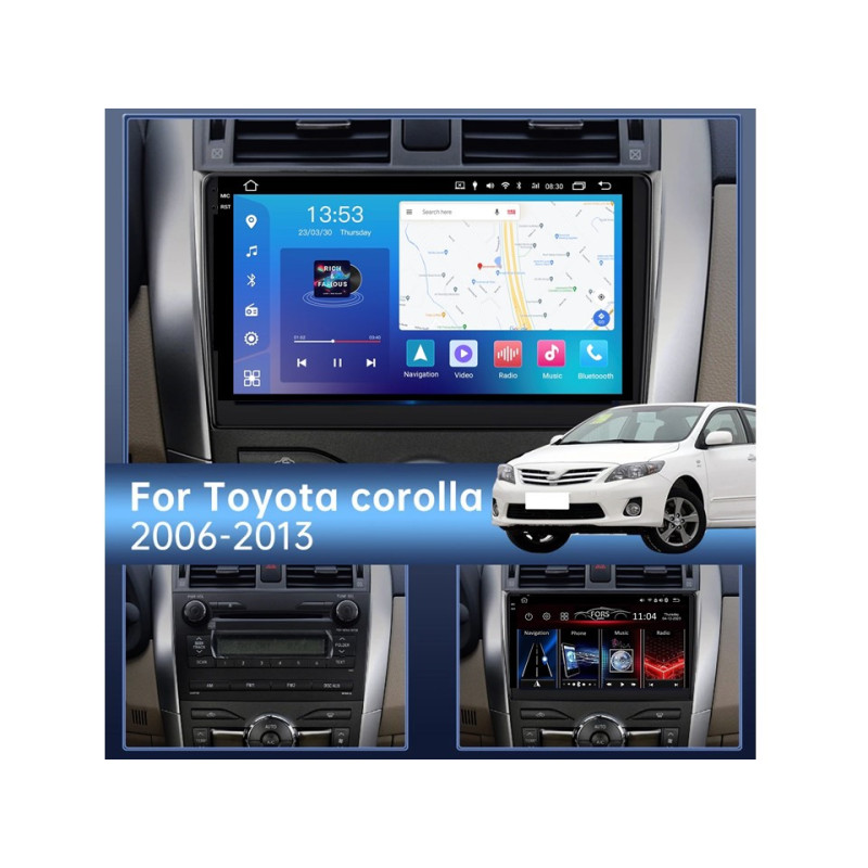 Android head unit FORS.auto FS 2 PRO for Toyota Corolla (2+32Gb, 9") 2006-2013