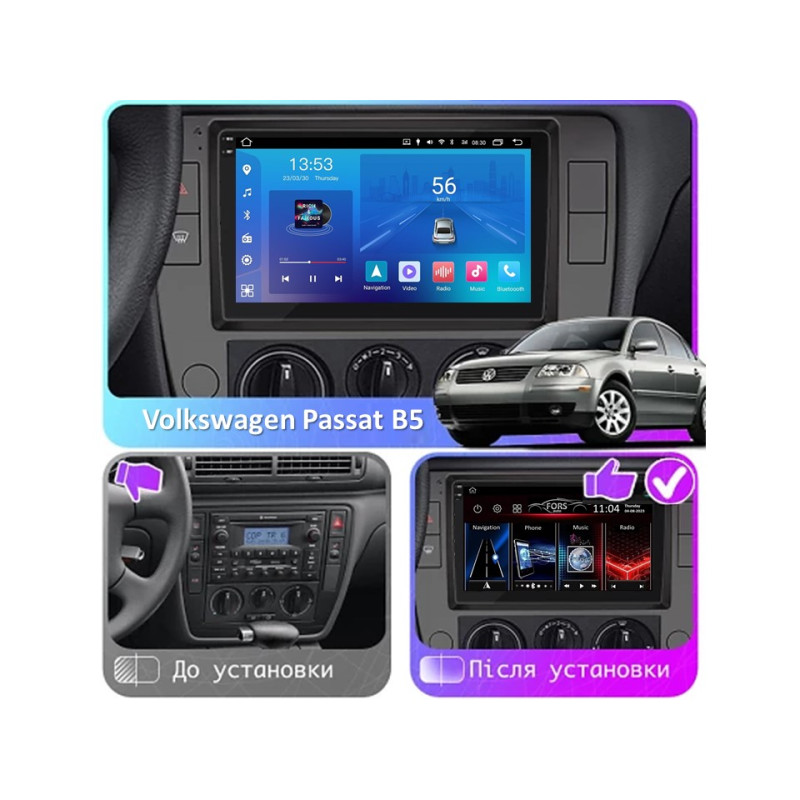 Android head unit FORS.auto FS 2 ULTRA for Volkswagen Passat B5 (2+32Gb, 9") 2000-2005