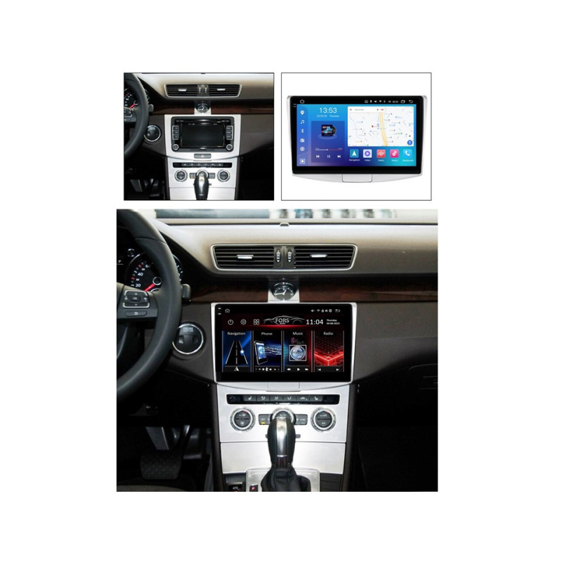 Android head unit FORS.auto FS 4 MAX Qled for Volkswagen Passat B6/B7/CC/Magotan (4+32Gb, 10") 2011-2015