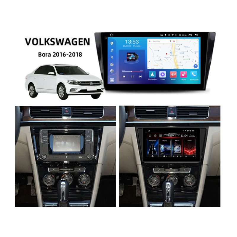Android head unit FORS.auto FS 4 MAX Qled for Volkswagen Bora (4+32Gb, 10") 2016-2018