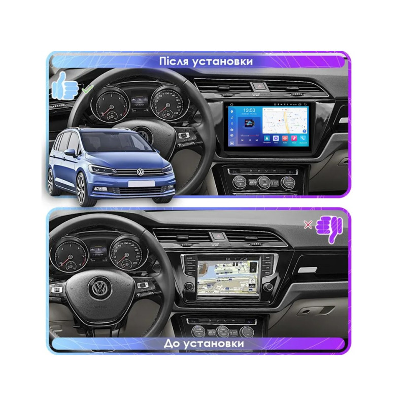 Android head unit FORS.auto FS 4 MAX Qled for Volkswagen Touran (4+32Gb, 10") 2015-2017