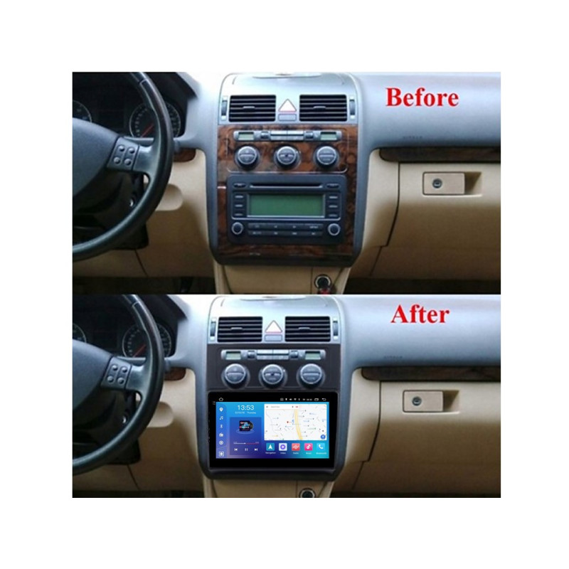 Android head unit FORS.auto FS 4 MAX Qled for Volkswagen Touran (4+32Gb, 10", Auto AC) 2004-2008